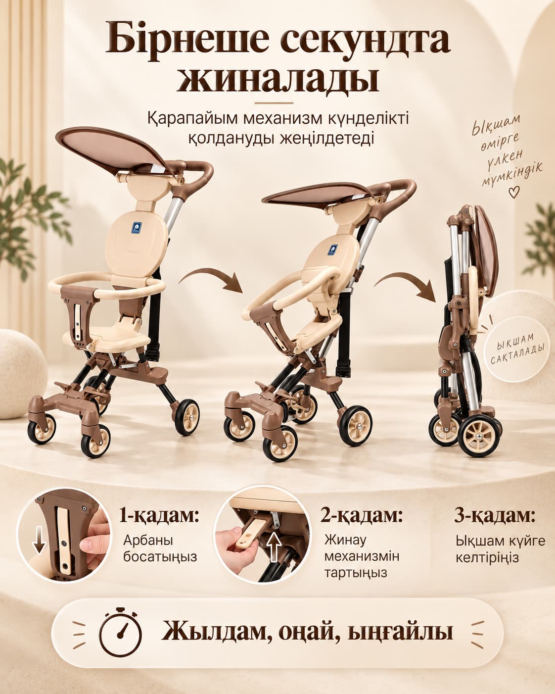 Linglong Baby L2 бүктелетін балалар арбасы - қоңыр Тауар туралы толық 4